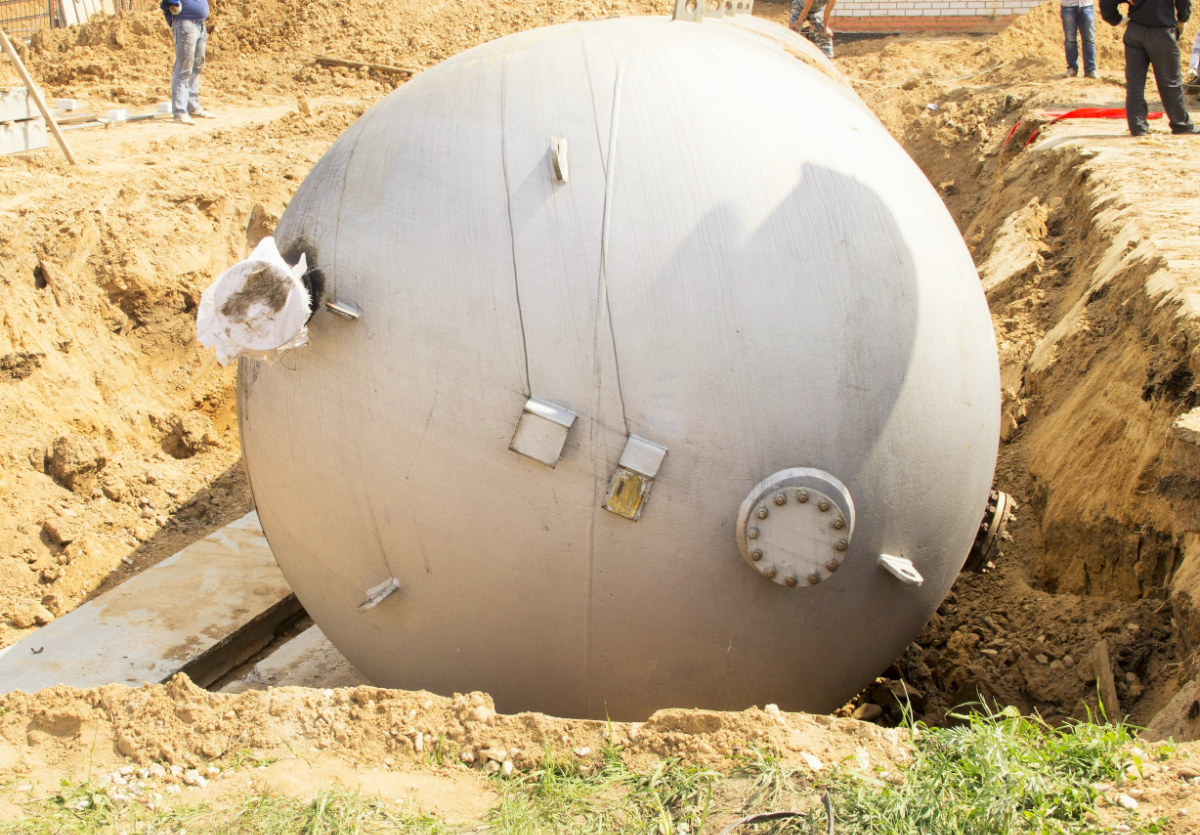 An unburied underground oil tank